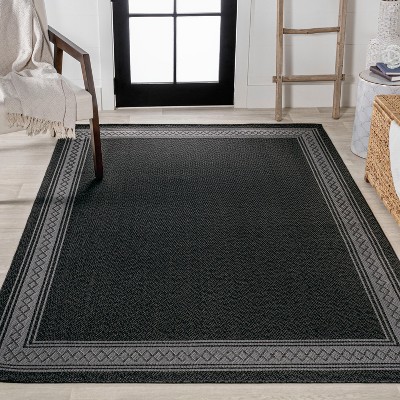Modern Diamond Geo Black/Gray 8'x10' Reversible Indoor/Outdoor Rug