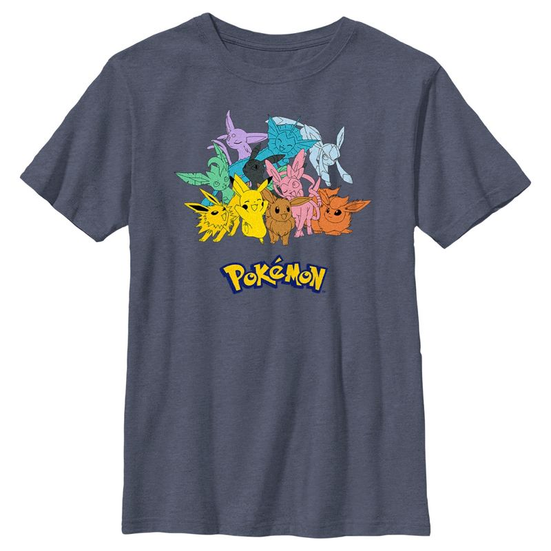 Boy's Pokemon Pikachu and Eeveelutions Logo T-Shirt, 1 of 5