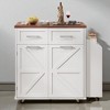 Kitchen Island with Drop Leaf, Rolling Kitchen Cart with Removable Side Shelf, Hidden Tilt Trash Cabinet, Drawers and Adjustable Storage - 4 of 4