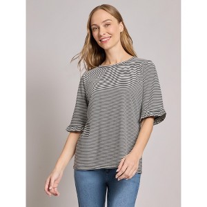 Ruffle Sleeve Stripe Top - 1 of 3