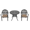 Gulches 3-Piece Cast Aluminum Patio Furniture Set with Brown Cushions - Weather-Resistant, Stackable Design with Exquisite Carvings - 4 of 4