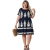 Agnes Orinda Women's Plus Size Square Neck Short Sleeve Flowy A Line Midi Summer Boho Dresses - 3 of 4