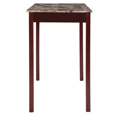 Espresso Elegance 3-Piece Tavern Counter Set with Faux Marble Top