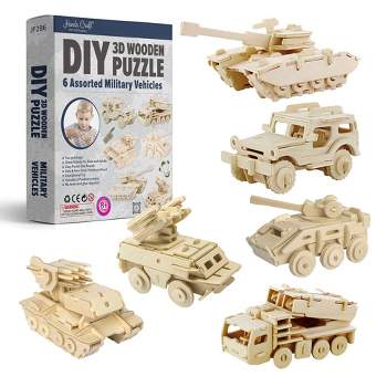 6ct Wooden Puzzle Military Vehicles Bundle Set - Hands Craft