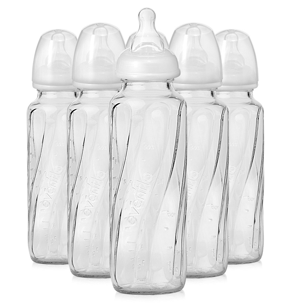Photos - Baby Bottle / Sippy Cup Evenflo Vented + Glass Bottle Clear - 8oz 6pk 