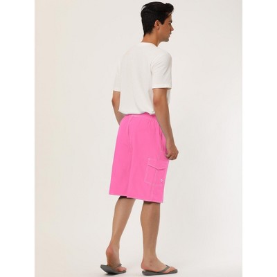 Lars Amadeus Men's Summer Drawstring Waist Surfing Beach Swimming Trunks 2 Pcs Pink/Royal Blue 32 — фото 4