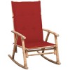 vidaXL Rocking Chair with Cushion Patio Sun Lounger Seating Furniture Bamboo - Red 47.2" x 19.7" x 1.6" - 2 of 4