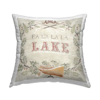 Stupell Industries Fa La La Lake Holiday Botanical Wreath