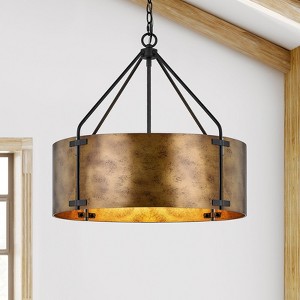 GTCLIGHTING Vintage Metal Drum Chandelier, 4-Light E27 Industrial Adjustable Chain Hanging Pendant Light Fixtures for Foyer Entryway Kitchen - 1 of 4