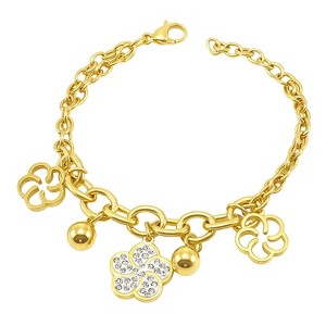 Gold Titanium Steel Clover - Themed Modern Women's Bracelet - 1 of 4