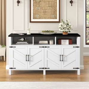 Okak Modern 3-Shelf & 4-Door Sideboard Half-Open Storage Cabinet for Dining Room,Kitchen Pantry Cabinets with Power Outlets & USB Ports - 1 of 4