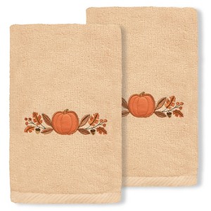 Linum Home Textiles Harvest Bounty - Embroidered Luxury 100% Turkish Cotton Hand Towels (Set of 2) - 1 of 3