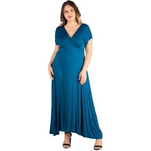 Women's 24Seven Comfort Apparel Long Sleeve V-Neck Side Slit Maxi Dress