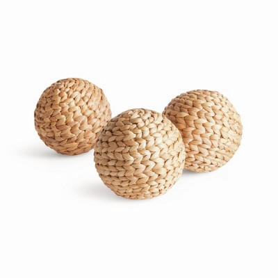 Plum & Post Jace Water Hyacinth Orbs, Natural Decorative Accents, 3pc