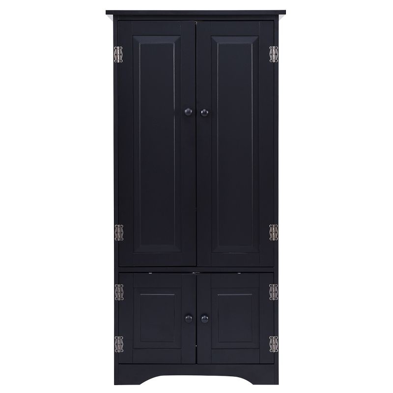Tangkula Bedroom Accent Storage Floor Cabinet Adjustable Shelves Black/ Off White, 1 of 9