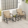 Tangkula 3 Piece Outdoor Gliding Set w/ Tempered Glass Coffee Table Teak Wood Armrests - 4 of 4