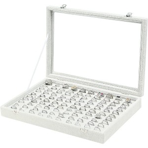 Black Velvet Jewelry Display Tray with Lid, Organizer Storage Case for Necklaces, Bracelets, Rings, and Beads - 1 of 4