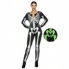 Clotth Women's Costume - Print Long Sleeve Jumpsuit, , Glow in the Dark, Halloween Party Dress, Black - 2 of 4