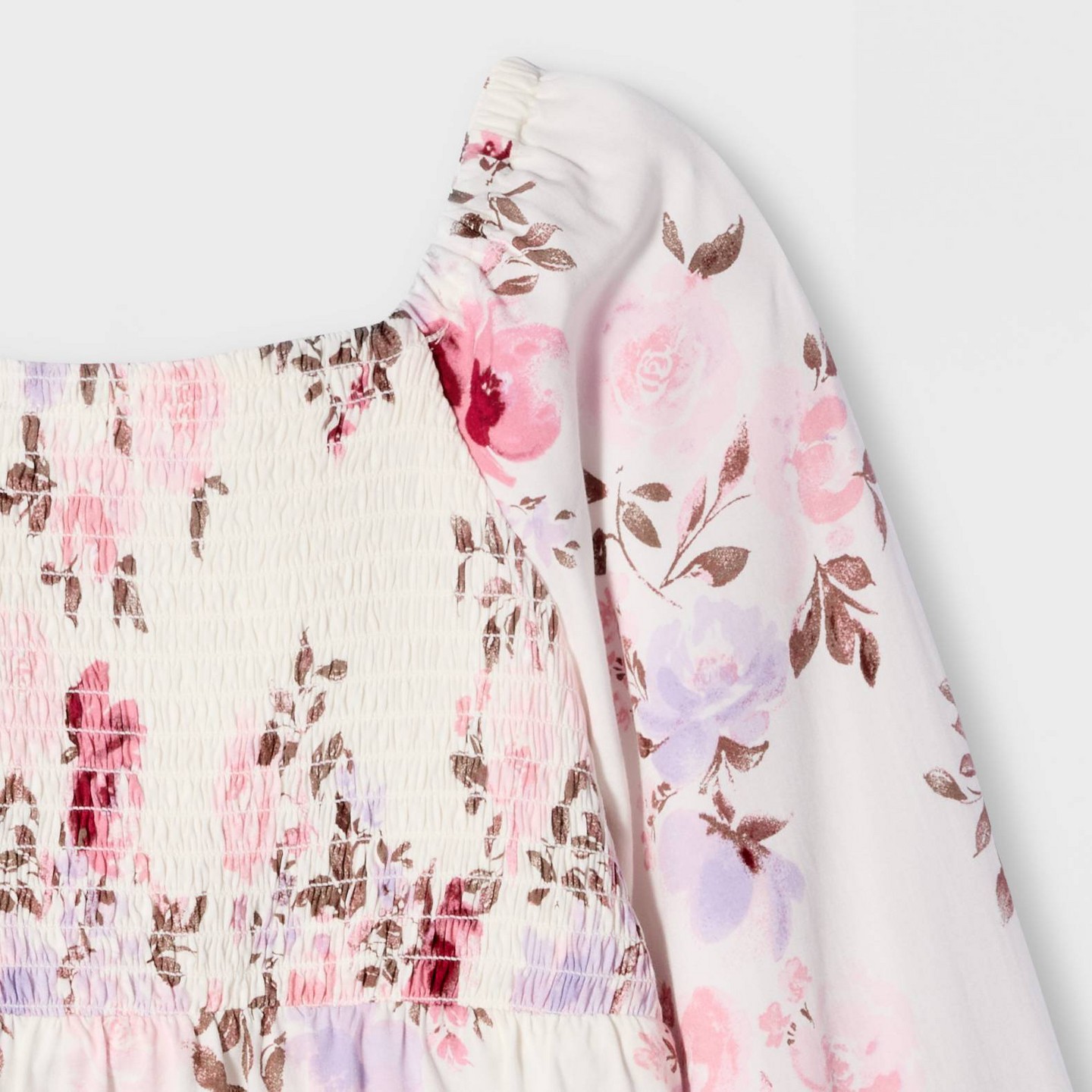 Детская рубашка Cat & Jack Girls' Long Sleeve Smocked Floral Printed Top, цвет: С принтом — фото 3