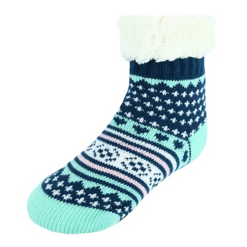 Magg Shop Anna Womens Solid or Striped Colorful Fuzzy Ankle Socks No Show Non-Skid  Gripper Slipper Socks