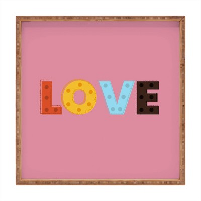 17" Wood Showmemars Happy Love Large Square Tray - society6