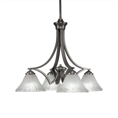 Toltec Lighting Zilo 4 - Light Chandelier in  Graphite with 7" Frosted Crystal Shade