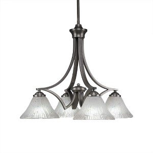 Toltec Lighting Zilo 4 - Light Chandelier in  Graphite with 7" Frosted Crystal Shade - 1 of 1