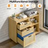 3 Rattan Drawer Lateral File Cabinets with Lock, Rolling Printer Stand, Rattan Wood Color - 4 of 4