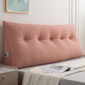 Bekrvio Multiple Sizes Headboard Pillow Wedge Reading Support Backrest Cushion with Pocket & Removable Cover for Bed Sofa Daybed - 1 of 4