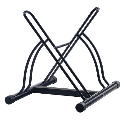 Black Steel Freestanding Dual Bike Stand for Two Bikes