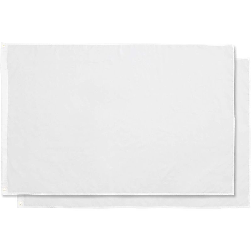 Juvale 2 Pack Plain White Blank DIY Flag Banner Polyester with Brass Grommets 3 x 5 Ft, 1 of 7