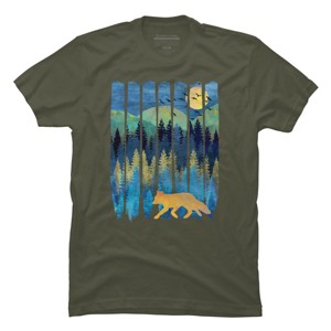 Men's Design By Humans Fox Forest Night By Maryedenoa T-Shirt - 1 of 3