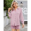 Women's  2 Piece sets  Button Down Shirt Long Sleeve Short Drawstring  Outfits - 2 of 4