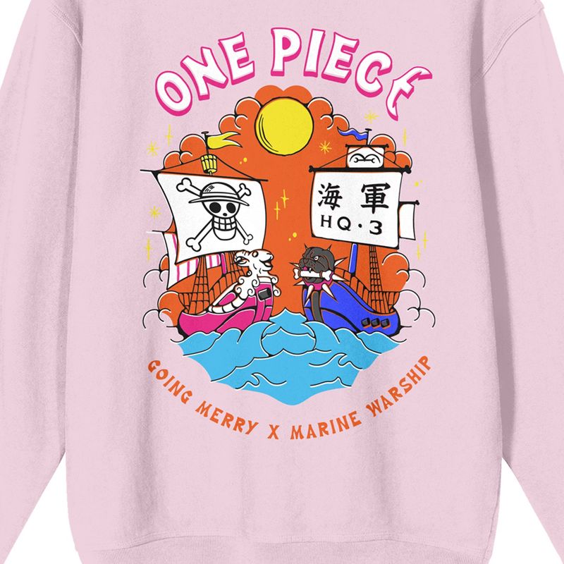 One Piece Live Action Maritime Warships Sketch Crew Neck Long Sleeve Cradle Pink Adult Sweatshirt, 2 of 3