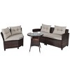 Costway 4PCS Outdoor Patio Rattan Furniture Set Cushioned Sofa Table - image 2 of 4