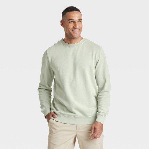Men s French Terry Crewneck Pullover Sweatshirt Goodfellow Co Frosted Sage S Target