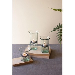 Clear Recycled Glass Votive Holders – 4" Tall Cylinders Set of 3 by Kalalou - 1 of 3