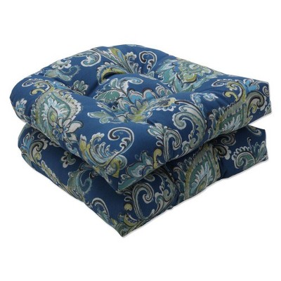 2pc Outdoor/Indoor Seat Cushion Set Sconset Pacific Blue - Pillow Perfect