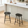 Bar Stools Set of 2, Modern 24" Counter Height Bar Stools, Black Faux Leather Backless Saddle Stools for Kitchen Island - 4 of 4