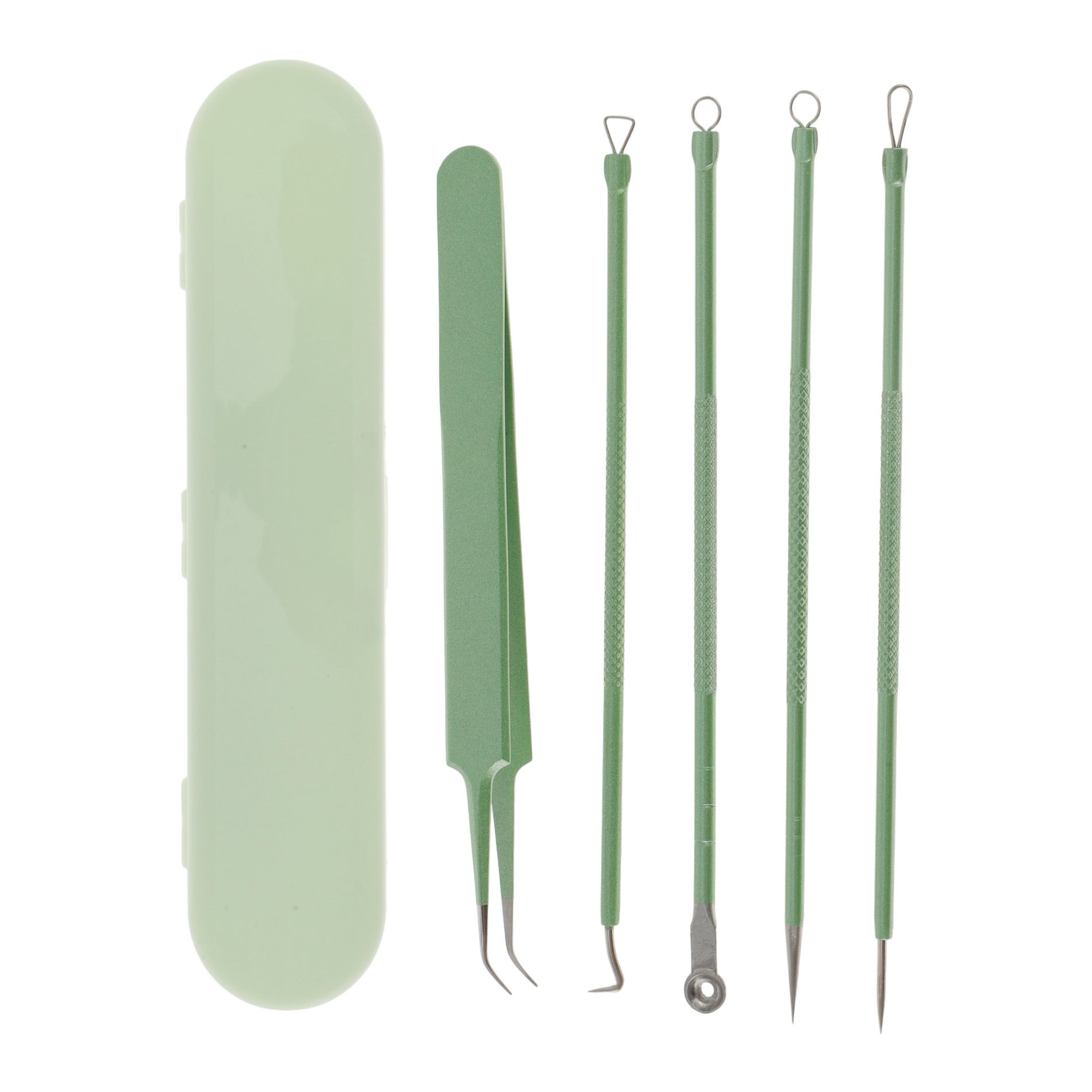 Unique Bargains Durable Diagonal Clamp Pimple Extractor Tool Kit Green 1 Set