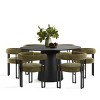 7-Piece Round Dining Table Set with 6 Upholstered Chenille Chairs, 52” Modern Pedestal Table with Metal Leg Dining Chairs for Kitchen-Maison Boucle - 4 of 4