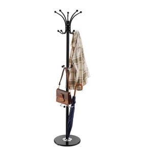 VEVOR Freestanding Coat Rack, Metal Coats Rack Stand with Umbrella Holder, Stable Marble Base & 14 Hooks,Hall Coat Tree for Entryway, Bedroom, Black - 1 of 4