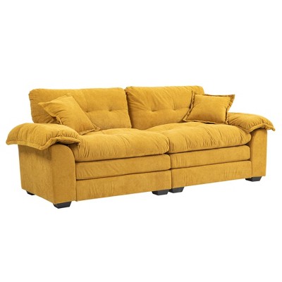 NicBex 84 Inch Loveseat Sofa Modern Upholstered Comfy Chenille Fabric Sofa Couch with 2 Throw Pillows for Living Room,Apartment