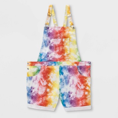 rainbow tie dye overalls