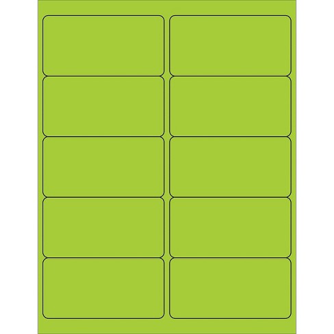 Box Partners Rectangle Laser Labels 4" x 2" Fluorescent Green 1000/Case LL178GN - image 1 of 1