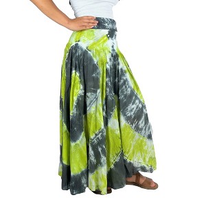 Agan Traders Women's Boho Summer Tie-dye High Waistband A Line Flared Maxi Skirt - 1 of 4