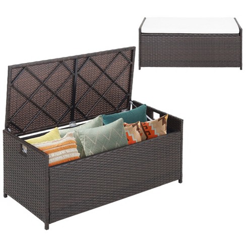 Barton all weather backyard patio rattan wicker pool deck box storage deals cushion