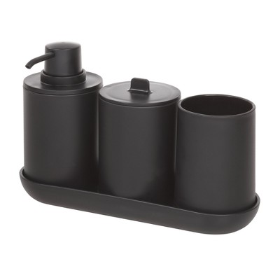 Matte Black Plastic 4-Piece Bathroom Accessory Set
