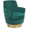 APRILSOUL Velvet Swivel Barrel Chair, Reading Chairs for Bedroom Comfy, Round Barrel Chairs with Gold Stainless Steel Base - 3 of 4