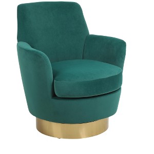 Lyngins Teddy Barrel Swivel Accent Chairs,Upholstered Arm Chairs with Gold Stainless Steel Base for Living Room,Bedroom - 1 of 4